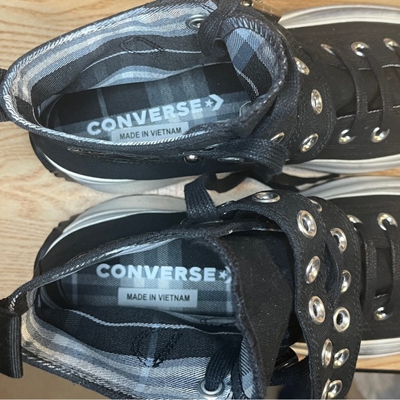 Converse Run Star Hike Platform Sneakers 9.5 Black Canvas Chuck Taylor Shoes​ - Picture 8 of 10